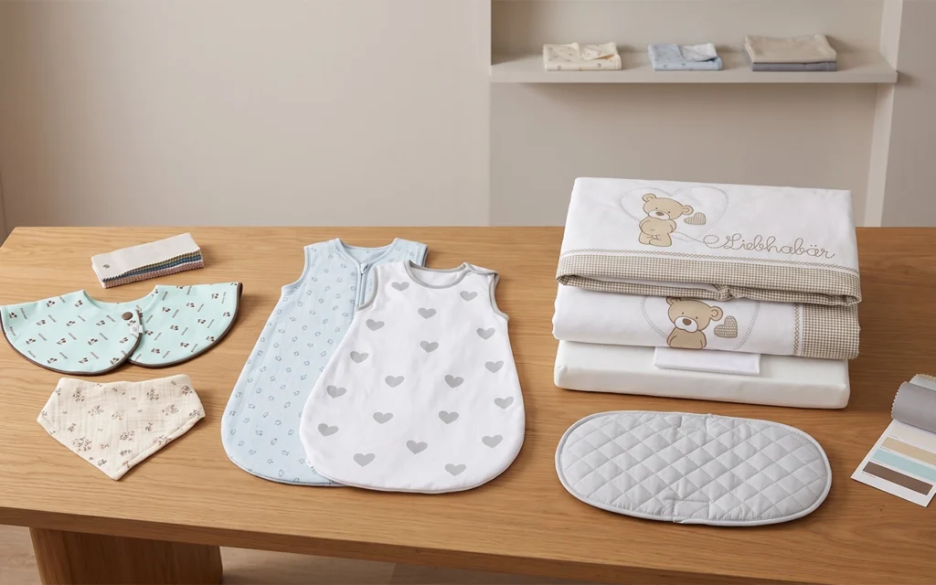 Our custom baby collection combines bibs, sleep sacks, bedding and quilted accessories with matching designs. Our Hangzhou, China OEM/ODM baby textile factory has 40+ years of private label expertise.