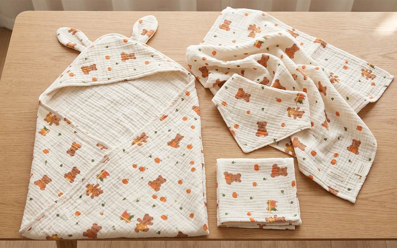 Our Inorange Baby Design Development Workshop showcases the core process of color and fabric coordination. Through fabric swatches, embroidery design sketches, and color palette presentations, we help brands create unified visual language. With 40+ years of expertise from our Hangzhou factory, our OEM/ODM services ensure perfect coordination of every design detail.