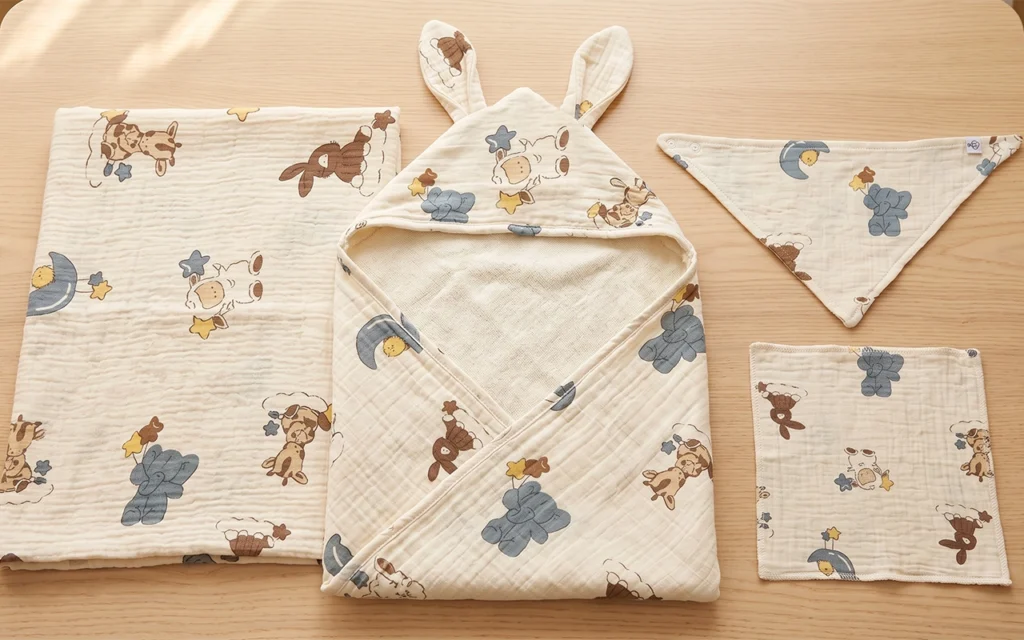 Inorange Baby's design-focused product collection development showcases how one design concept transforms into multiple coordinated items. Through comprehensive fabric swatches, color palettes, and embroidery sketches, we help brands create unified baby product collections. Leveraging our Hangzhou factory's 40+ years of expertise, our OEM/ODM services ensure perfect execution across every product category.