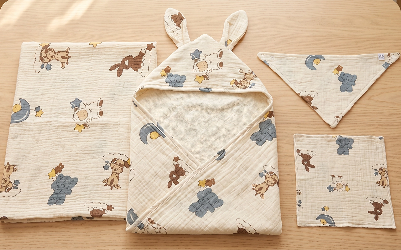 Inorange Baby's design-focused product collection development showcases how one design concept transforms into multiple coordinated items. Through comprehensive fabric swatches, color palettes, and embroidery sketches, we help brands create unified baby product collections. Leveraging our Hangzhou factory's 40+ years of expertise, our OEM/ODM services ensure perfect execution across every product category.
