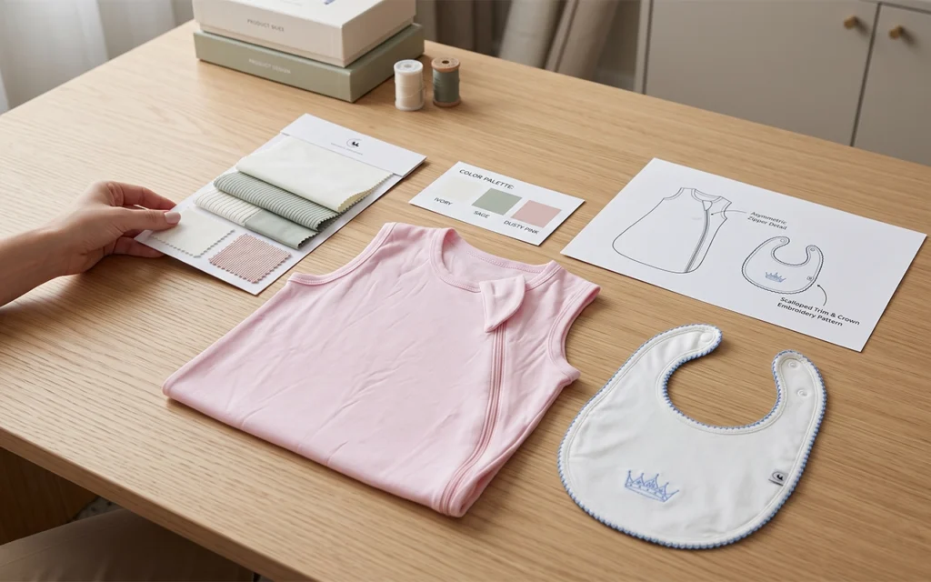 Inorange Baby's complete crown design collection unifies blankets, bibs, pacifier clips, and burp cloths through consistent embroidery and decorative edging. This comprehensive baby product collection demonstrates how one design concept creates multiple coordinated items. Leveraging our Hangzhou factory's 40+ years of expertise, our complete OEM/ODM solutions ensure professional execution across all product categories.