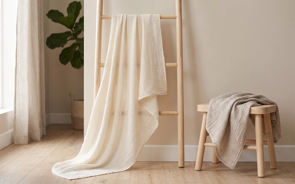 Our airy muslin textiles show how layer choices shape softness, drape, thickness, and breathability across baby blankets and care essentials. Inorange Baby builds custom OEM/ODM ranges for B2B brands.