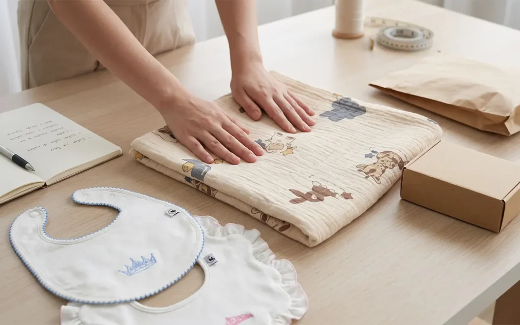 Our small MOQ baby textile manufacturing includes sample inspection, fabric review, finishing checks, and packaging planning at our Hangzhou, China OEM/ODM factory with 40+ years of proven experience.